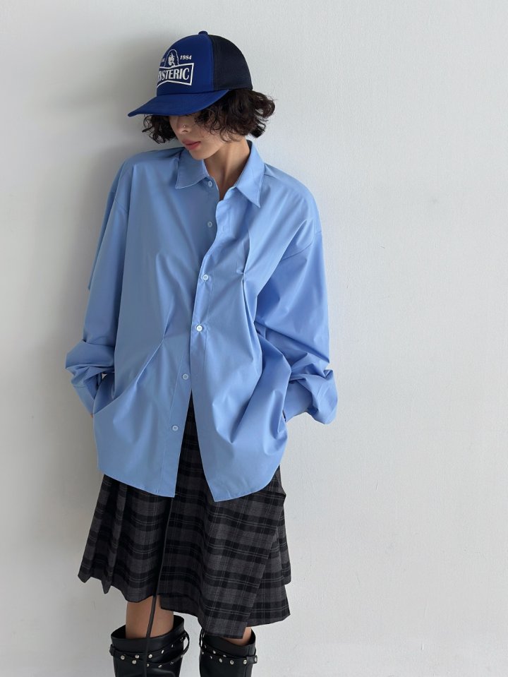 Bar-Tack Pleat Oversize Shirt