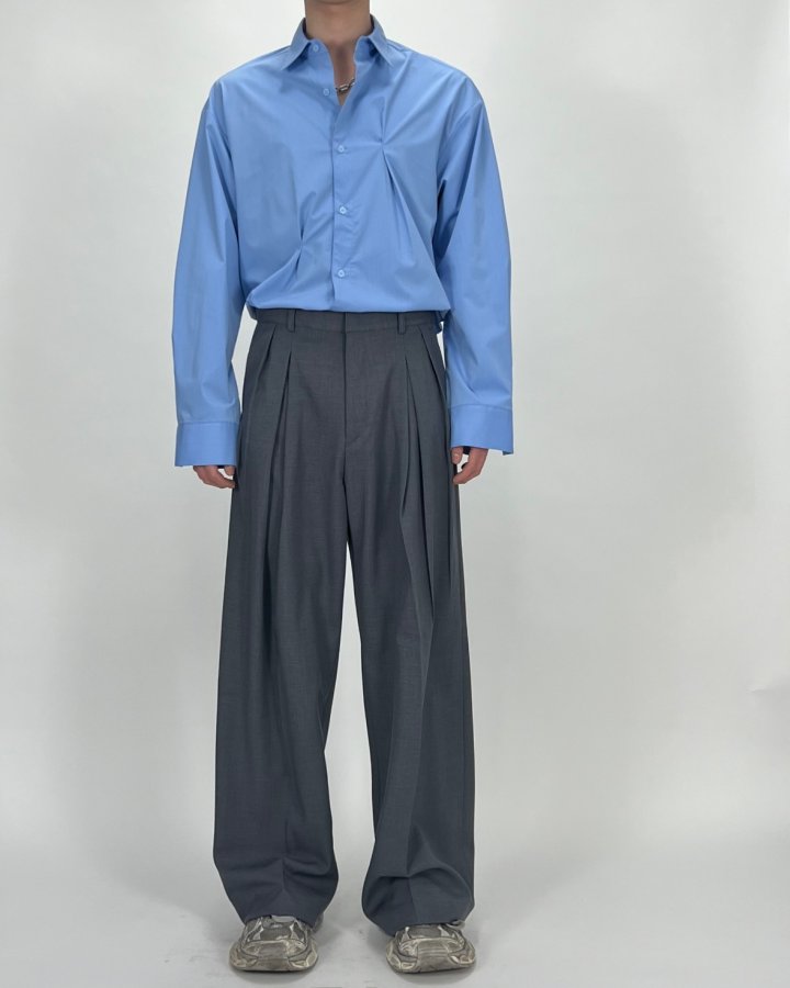 Wide Box-Pleat Slacks