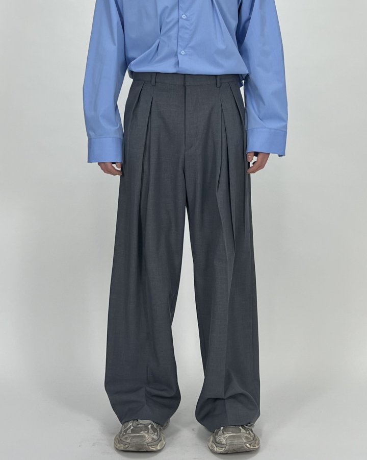 Wide Box-Pleat Slacks