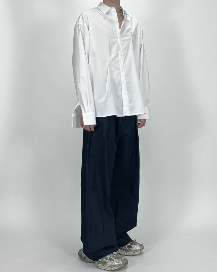 Bar-Tack Pleat Oversize Shirt