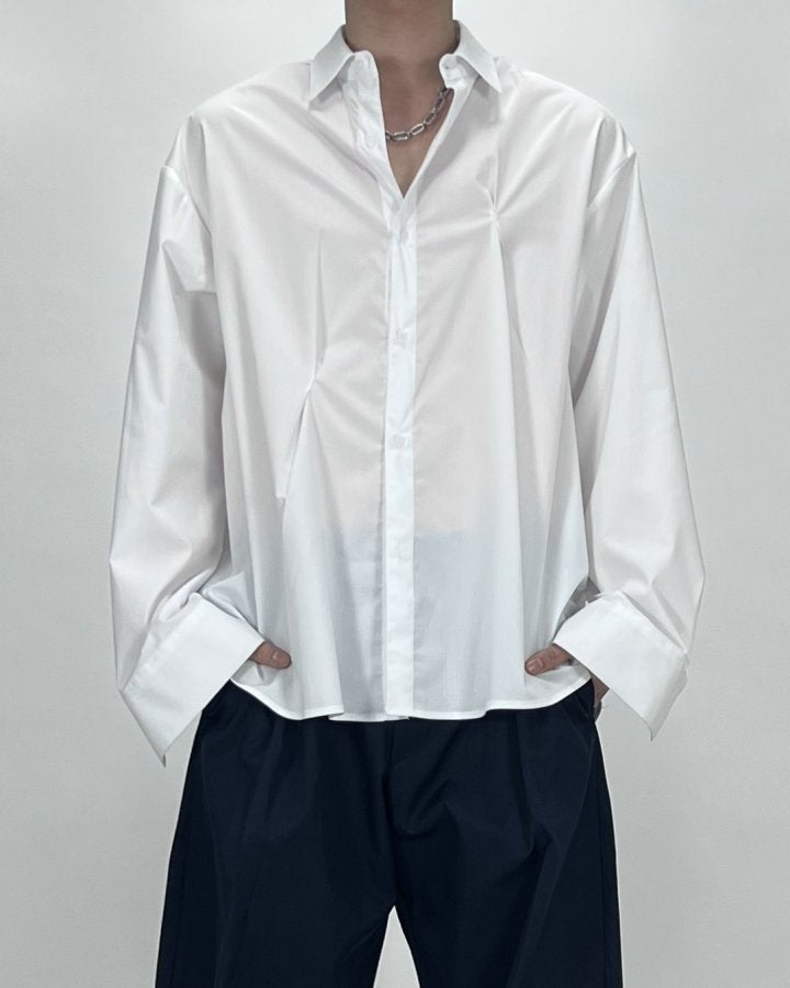 Bar-Tack Pleat Oversize Shirt