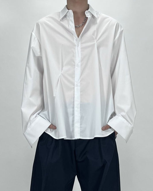 Bar-Tack Pleat Oversize Shirt
