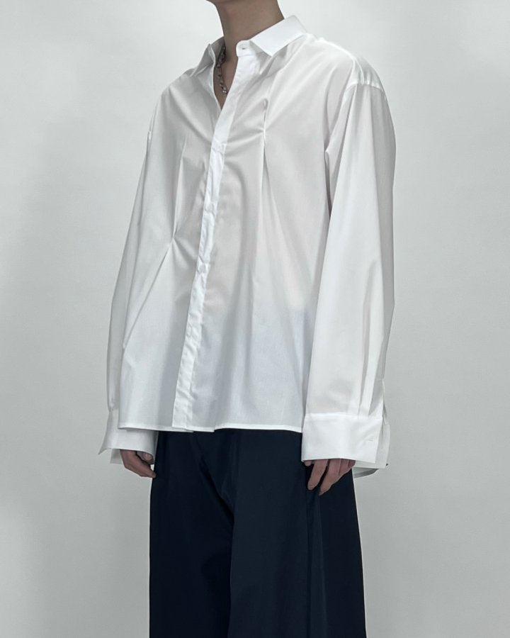 Bar-Tack Pleat Oversize Shirt