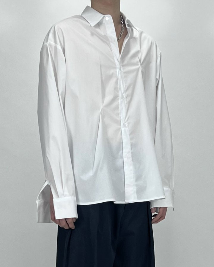 Bar-Tack Pleat Oversize Shirt