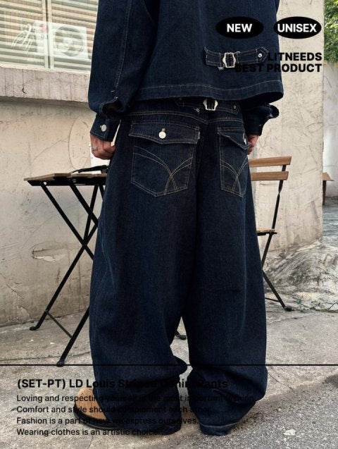 Broad Stripe Denim Set-up