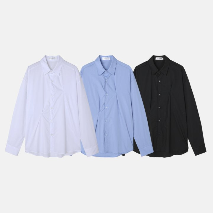 Bar-Tack Pleat Oversize Shirt