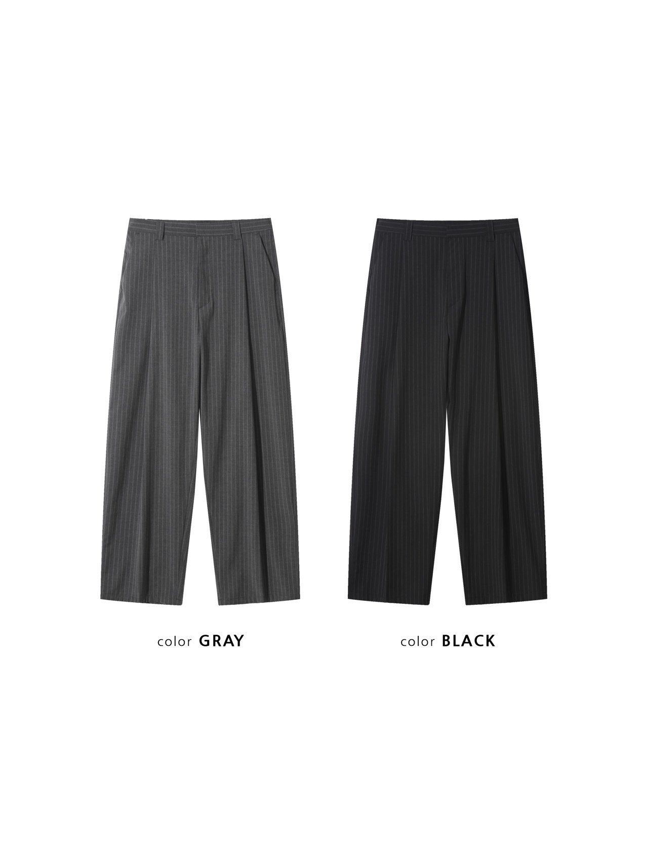 Pinstripe Two-Tuck Wide Slacks