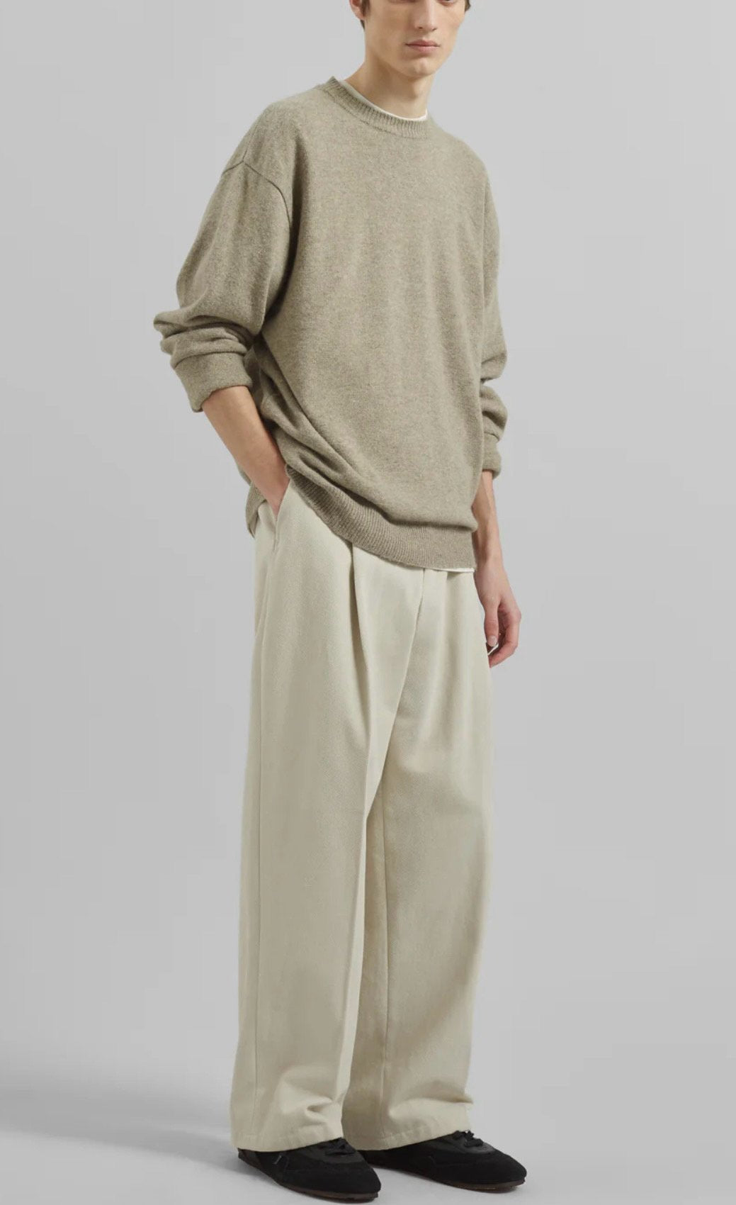 Brushed Twill Tuck Wide Pants