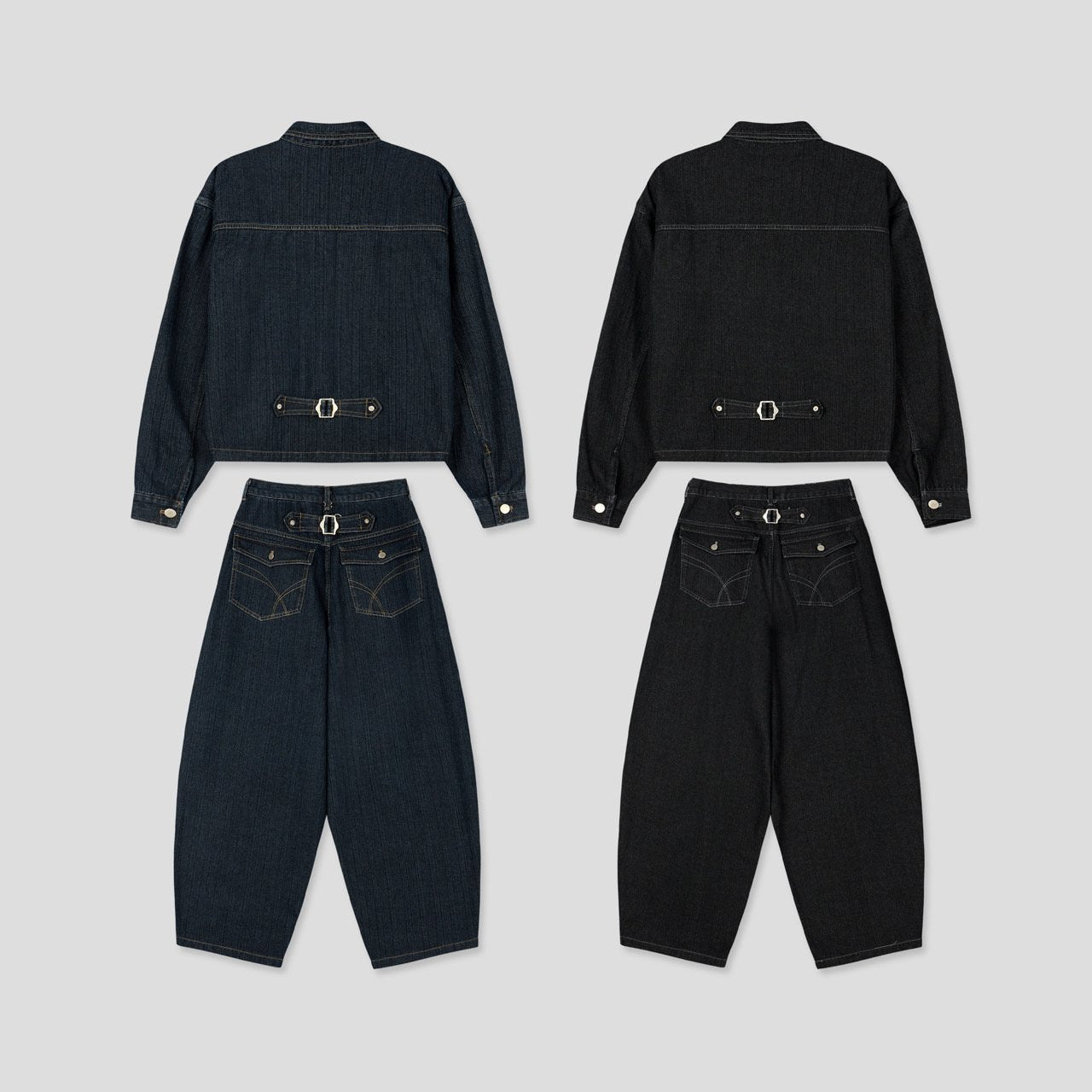 Broad Stripe Denim Set-up