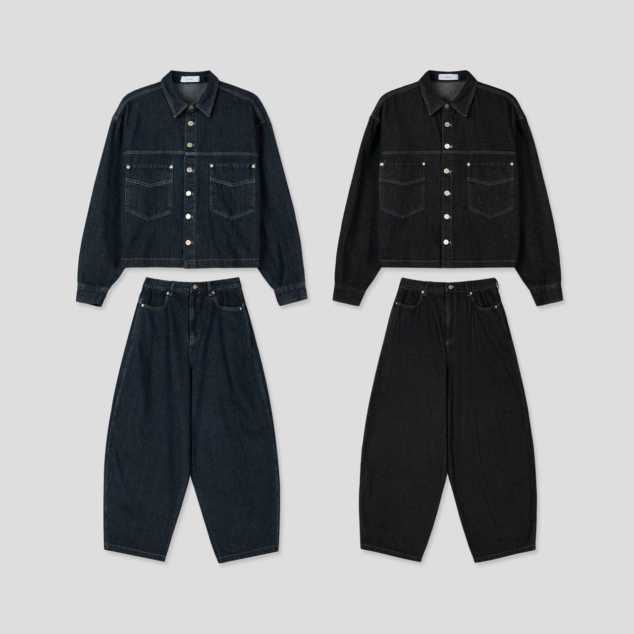 Broad Stripe Denim Set-up