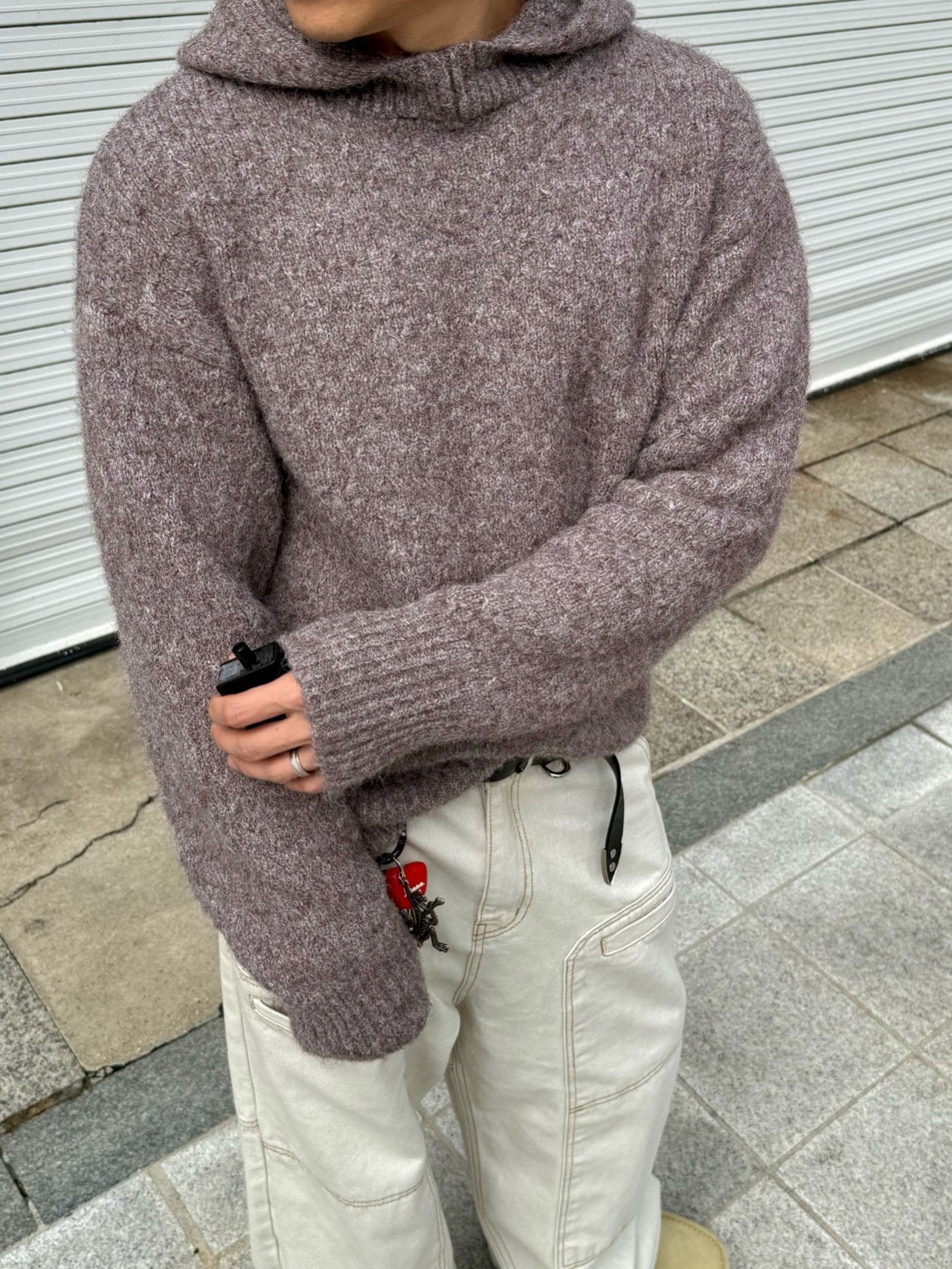 Kink Mohair Hood Knit