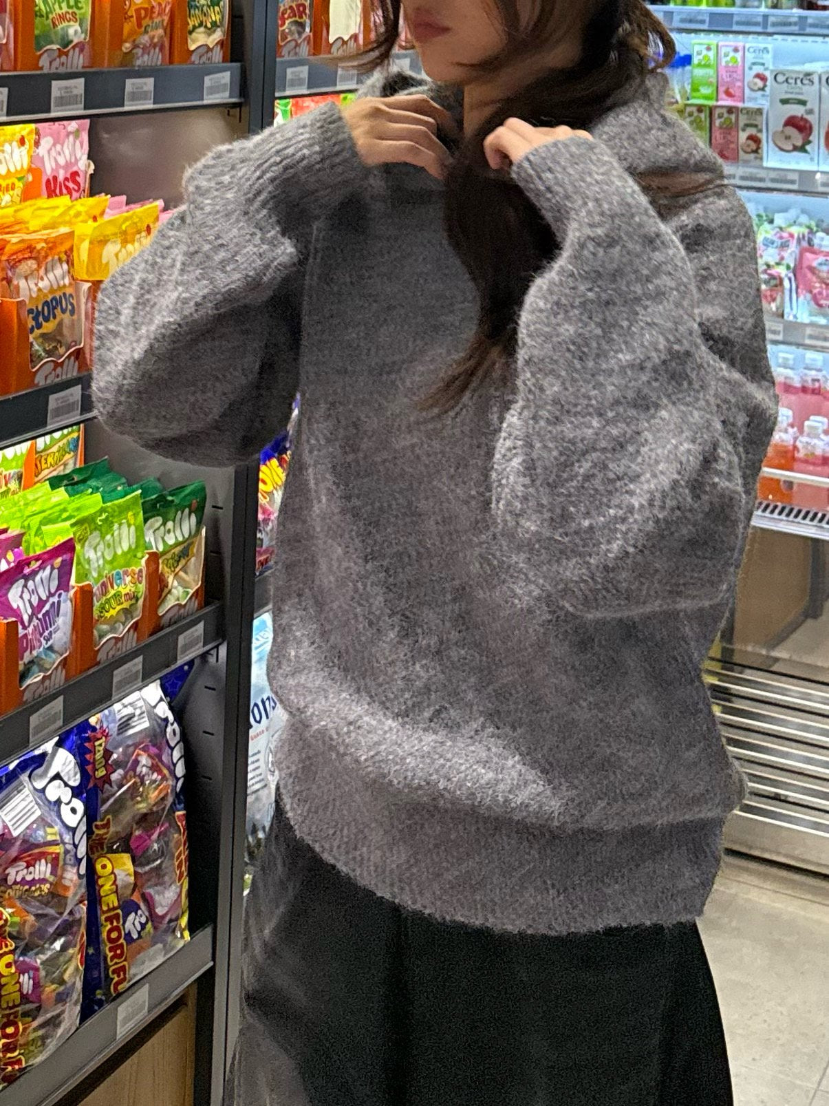 Kink Mohair Hood Knit