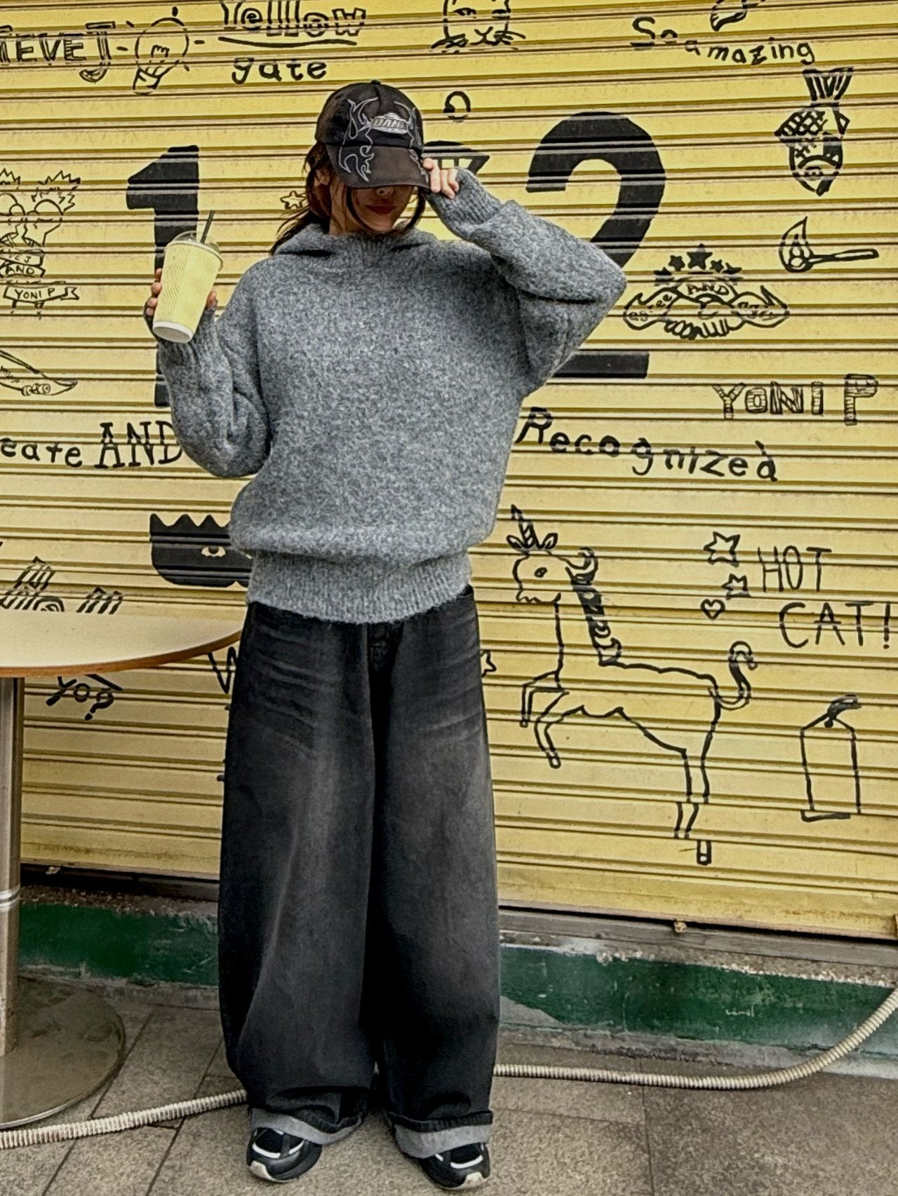 Kink Mohair Hood Knit