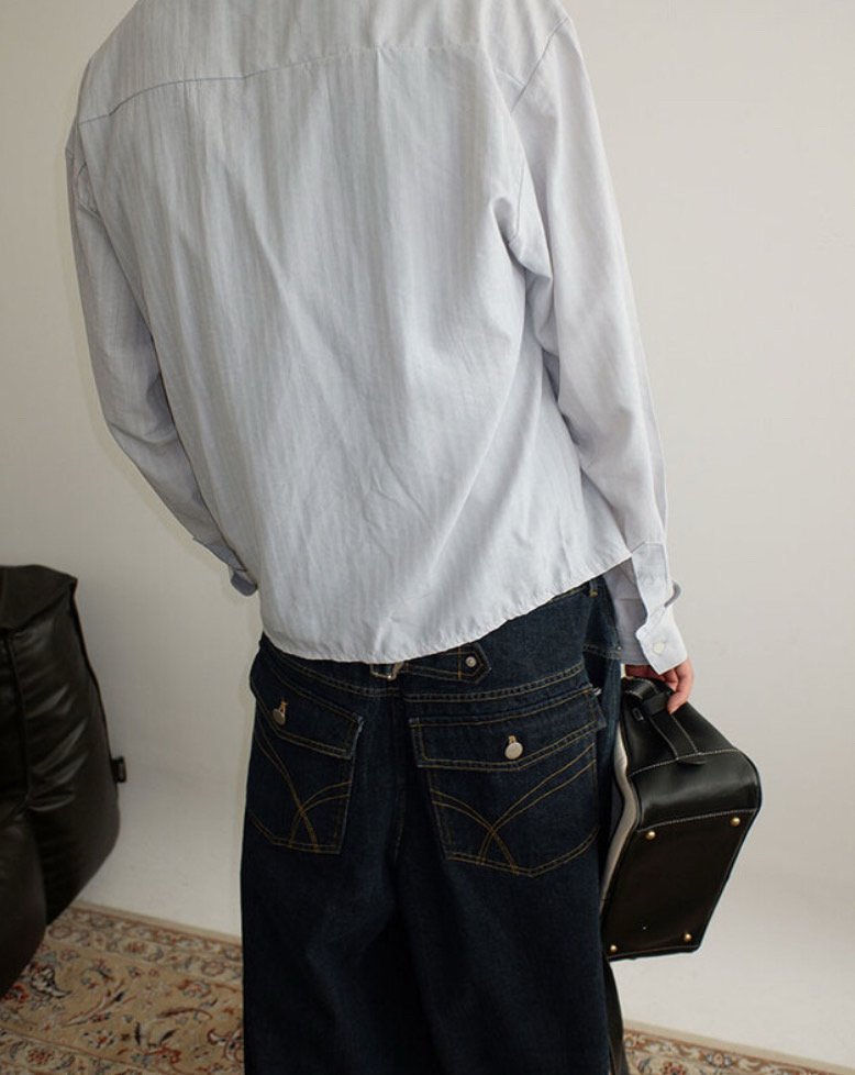 Broad Stripe Denim Set-up
