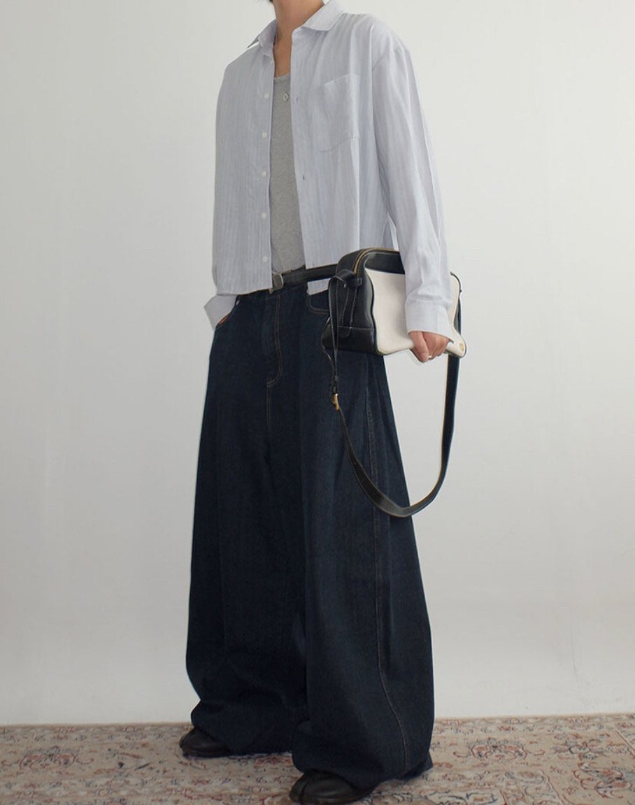 Broad-Stripe Denim Pants