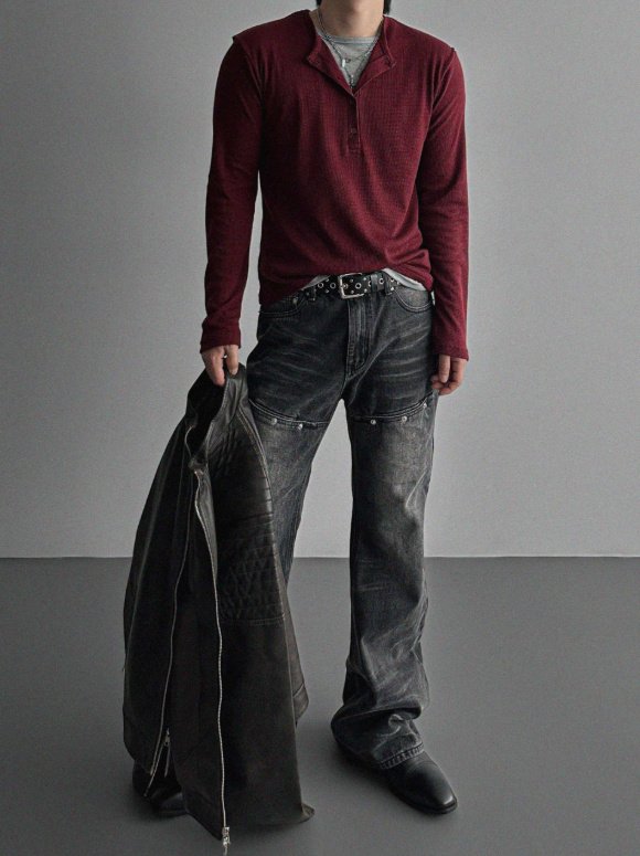 Layered Henryneck T-shirt