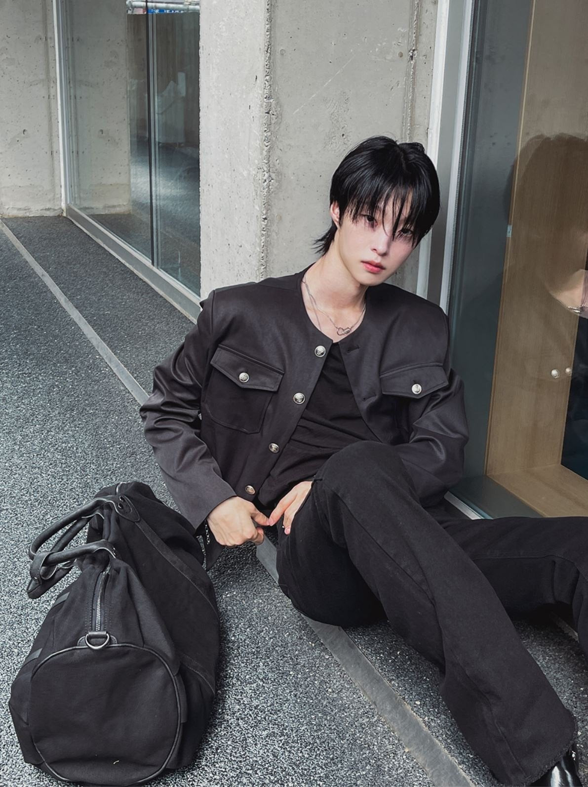 Silver Button Round-Neck Jacket