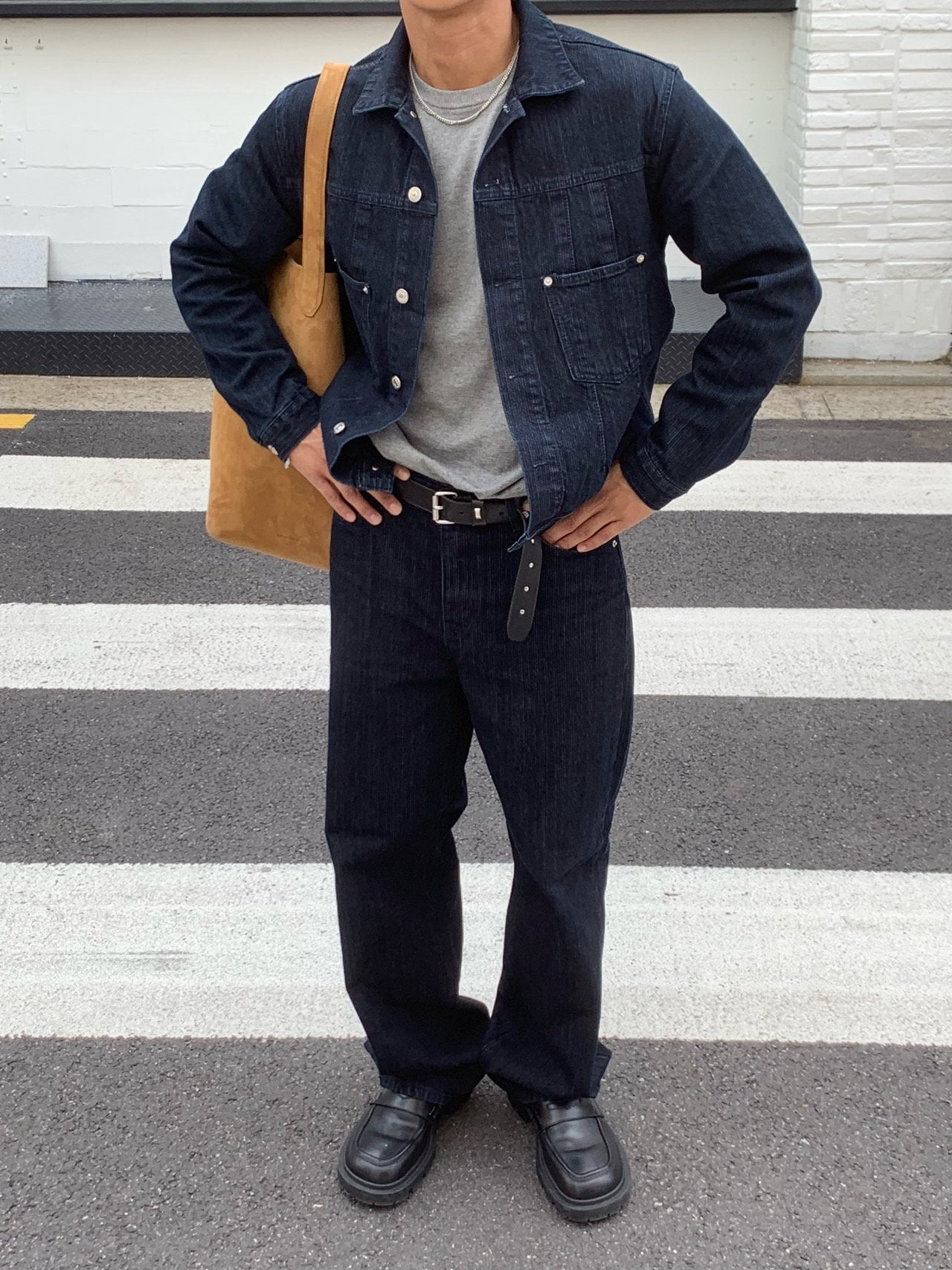 Luggage Ribbed Denim Set-up