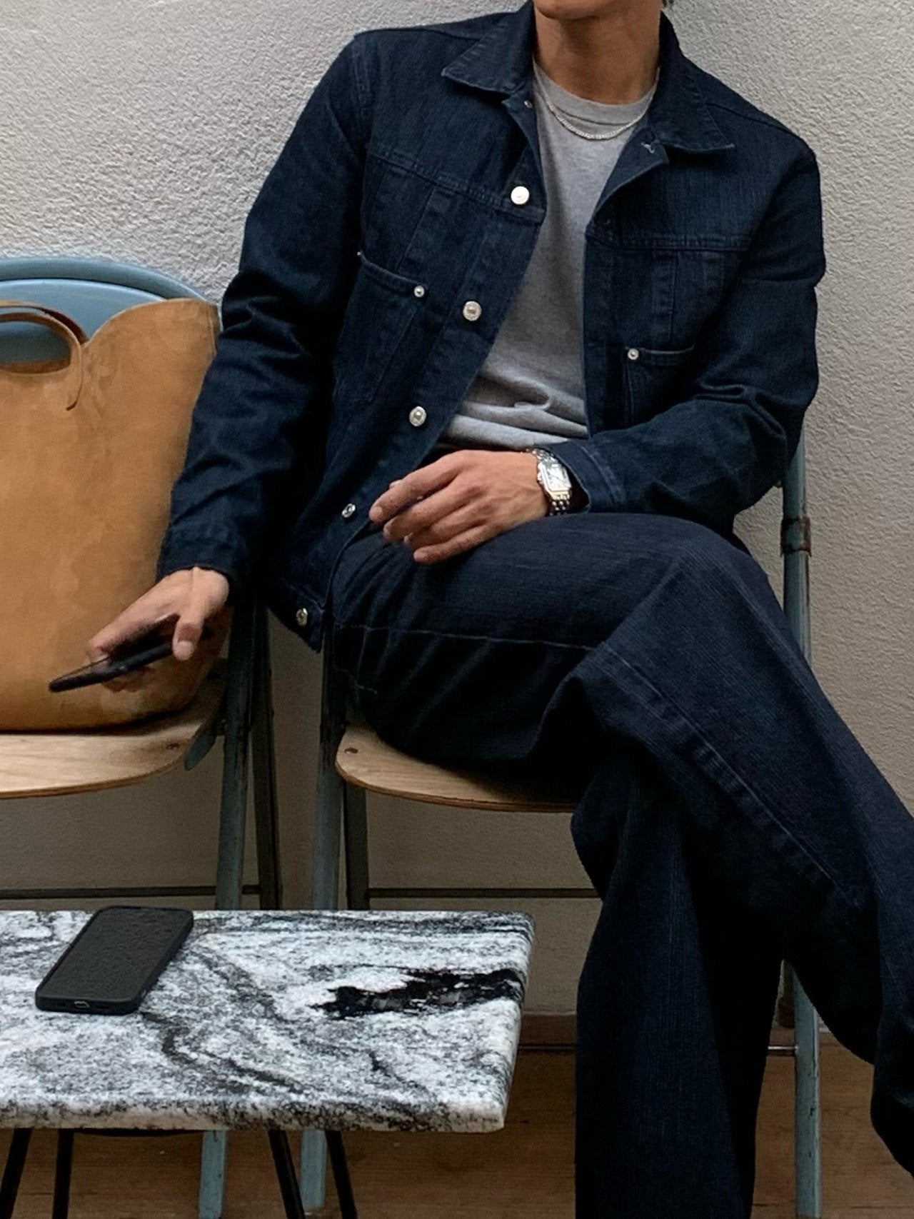 Luggage Ribbed Denim Set-up