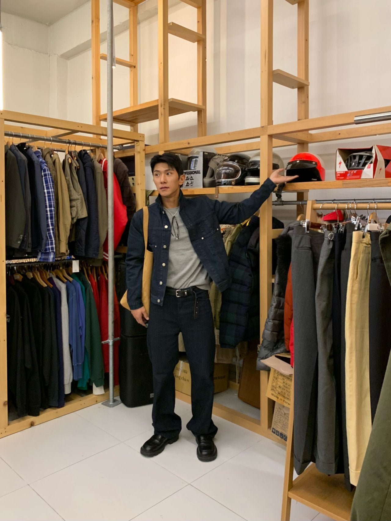 Luggage Ribbed Denim Set-up