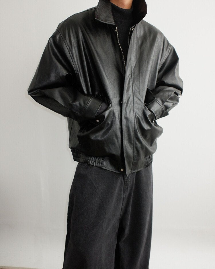 Soft Faux Leather Work Blouson