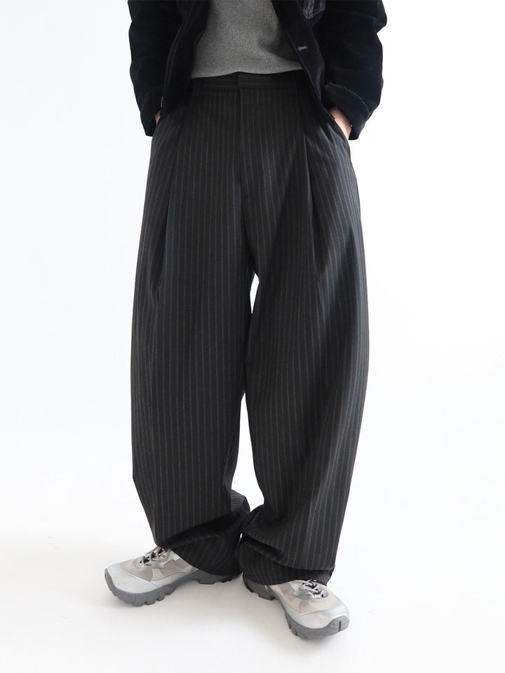 Pinstripe Two-Tuck Wide Slacks