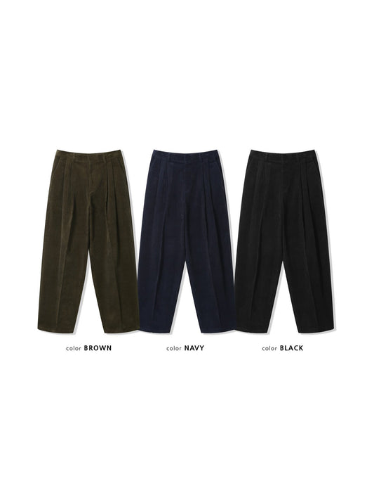 Heavy Corduroy Wide-Tuck Pants
