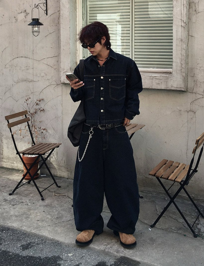 Broad Stripe Denim Set-up