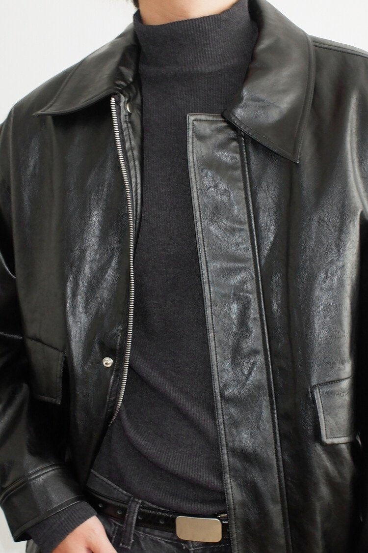 Soft Faux Leather Work Blouson