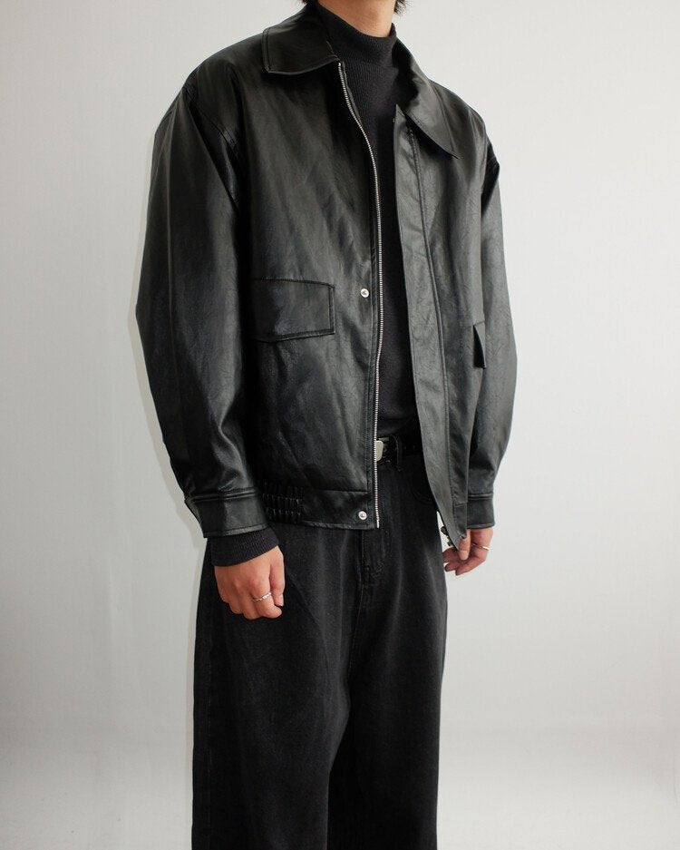 Soft Faux Leather Work Blouson