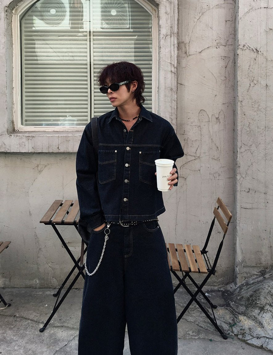 Broad Stripe Denim Set-up