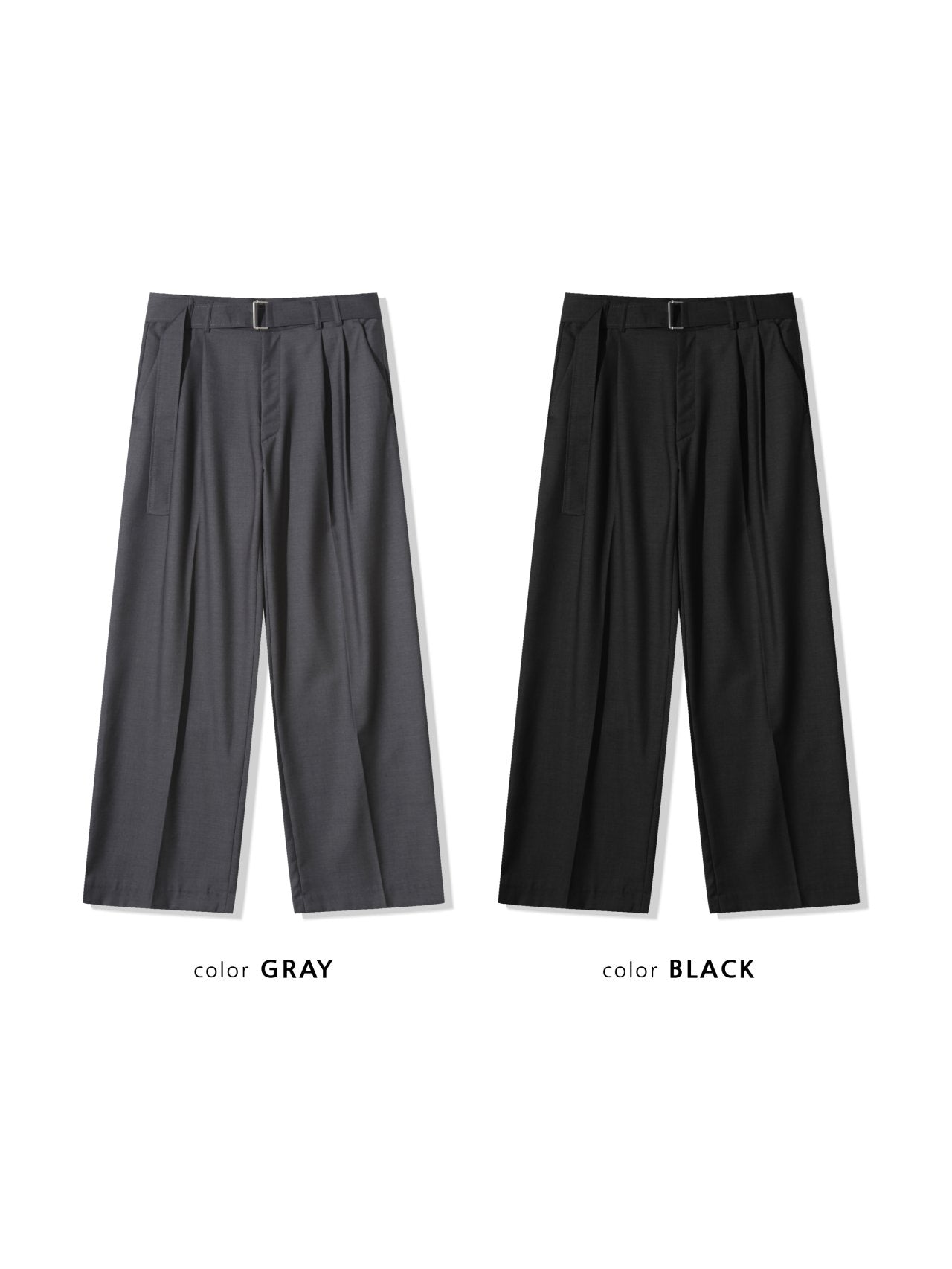 Wide Belted Pleat Slacks