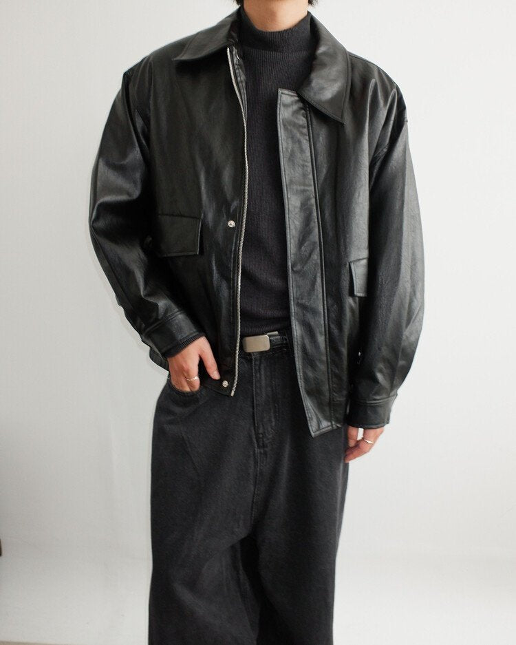 Soft Faux Leather Work Blouson