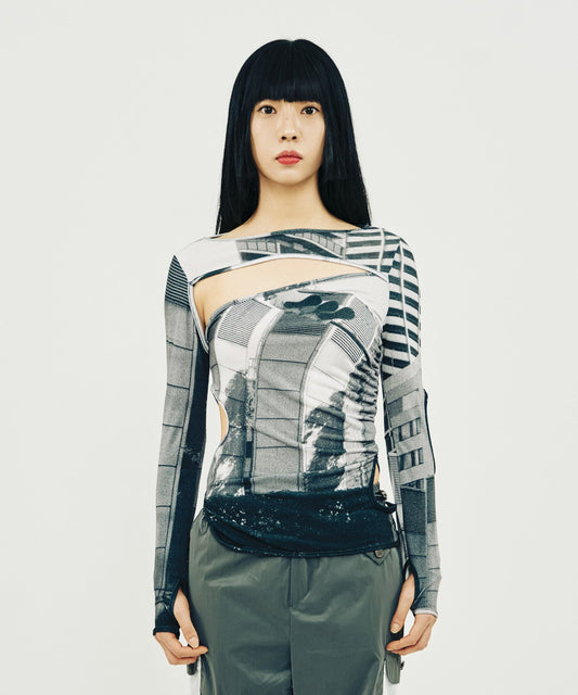 HOLE SHIRRING T-SHIRT_TOKYO