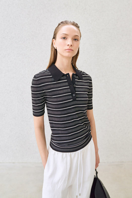 【BLOSSOM H COMPANY 2025SS】BENNY STRIPE PK SHORT SLEEVE KNIT