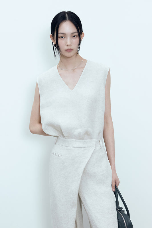 【BLOSSOM H COMPANY 2025SS】RNEL LINEN V-NECK SLEEVELESS