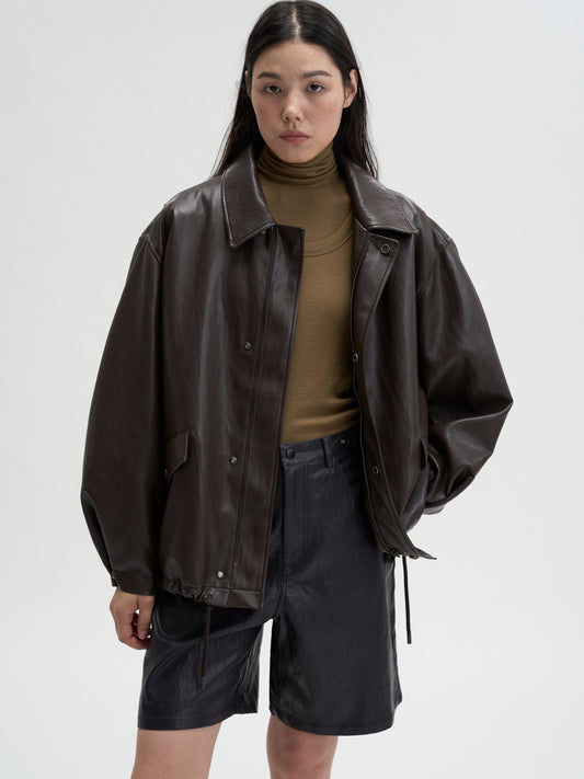 【MAGJAY 2025AW】Volume Leather Bomber Jacket