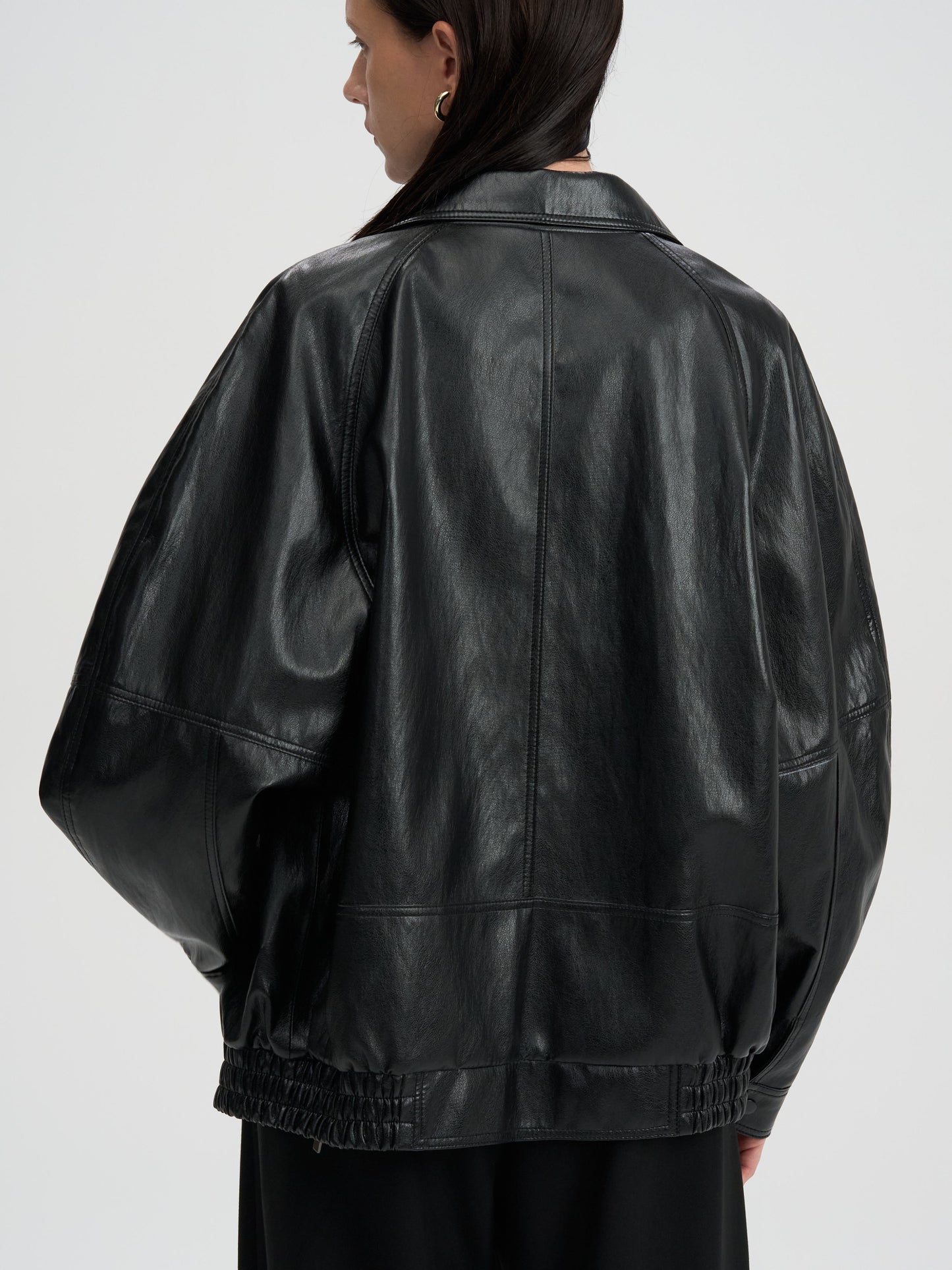 【MAGJAY 2025AW】Volume Leather Bomber Jacket - Black