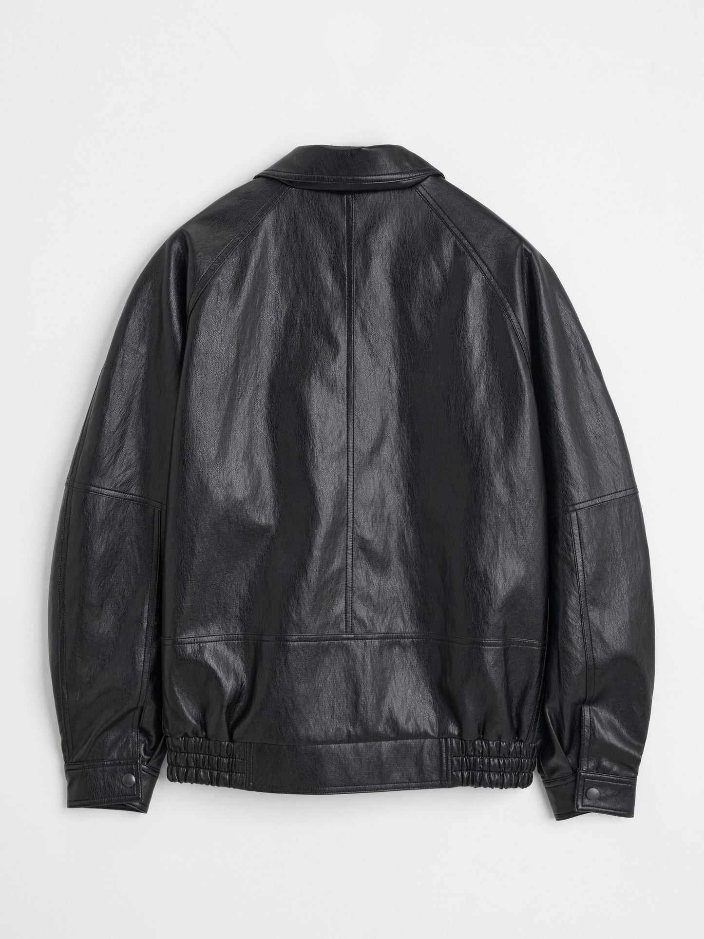 【MAGJAY 2025AW】Volume Leather Bomber Jacket - Black