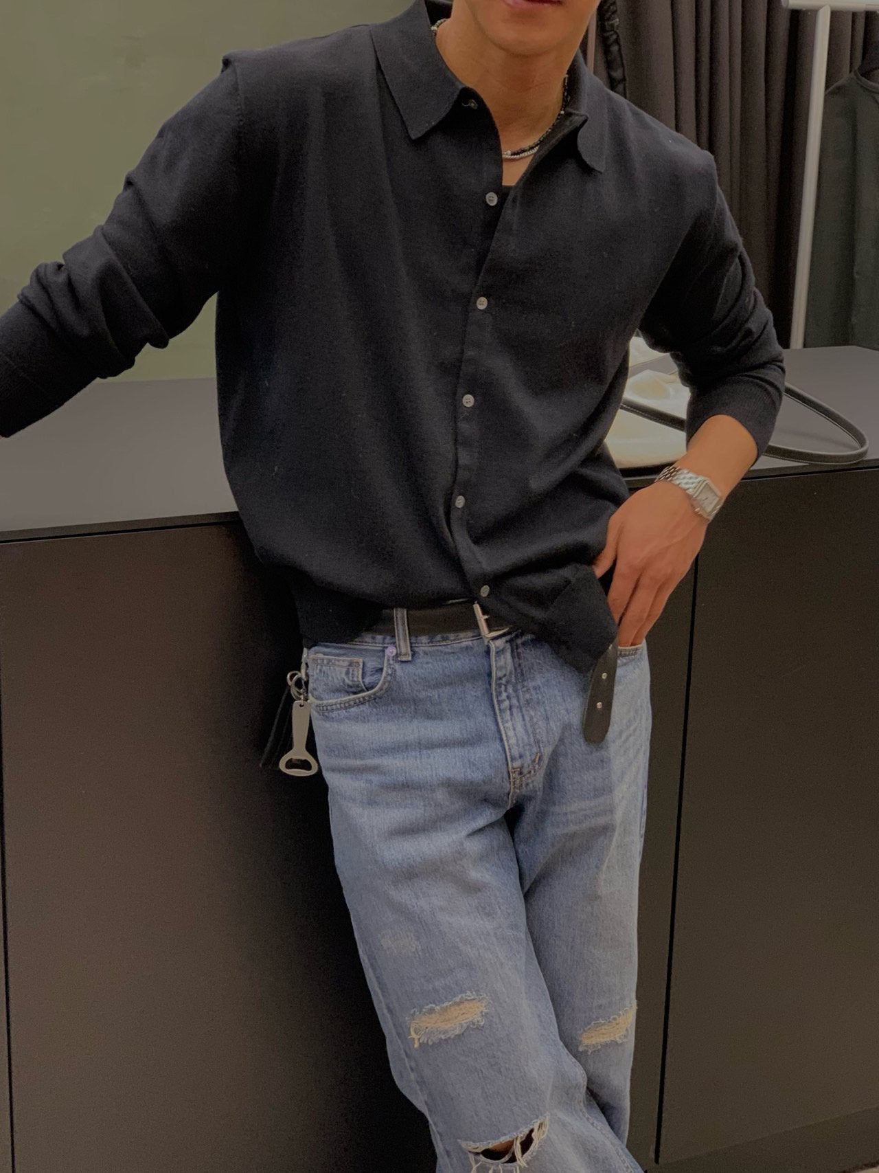 Collar Neck Lapel Knit