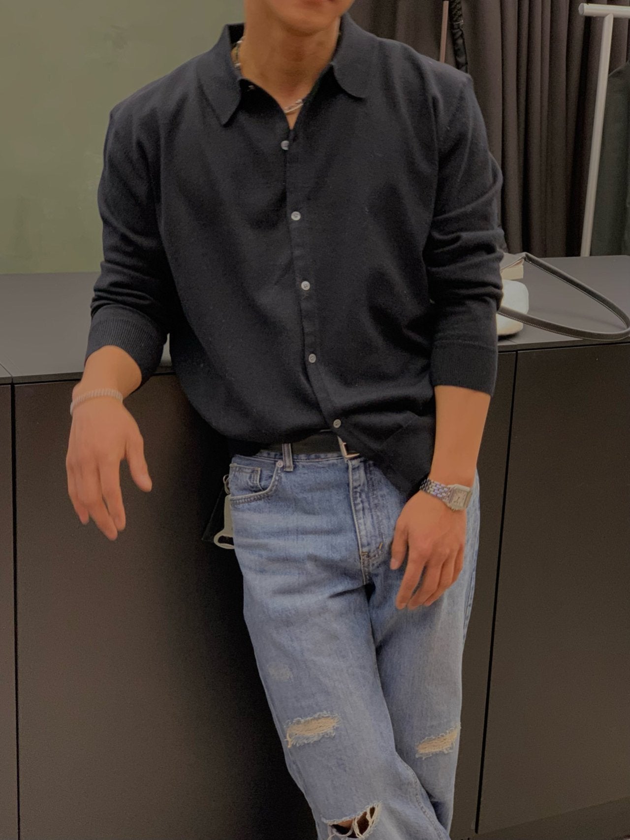 Collar Neck Lapel Knit