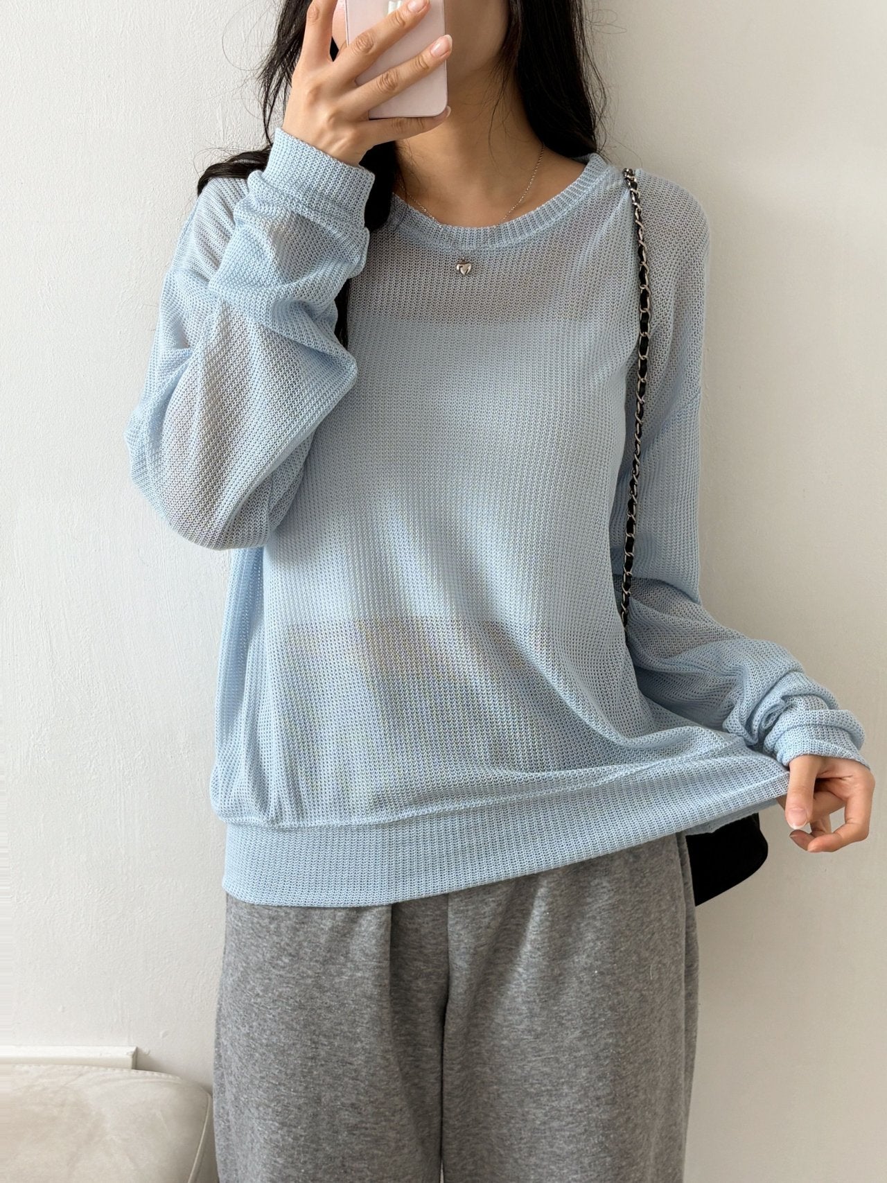 Meshed Thin Crop Summer Knit