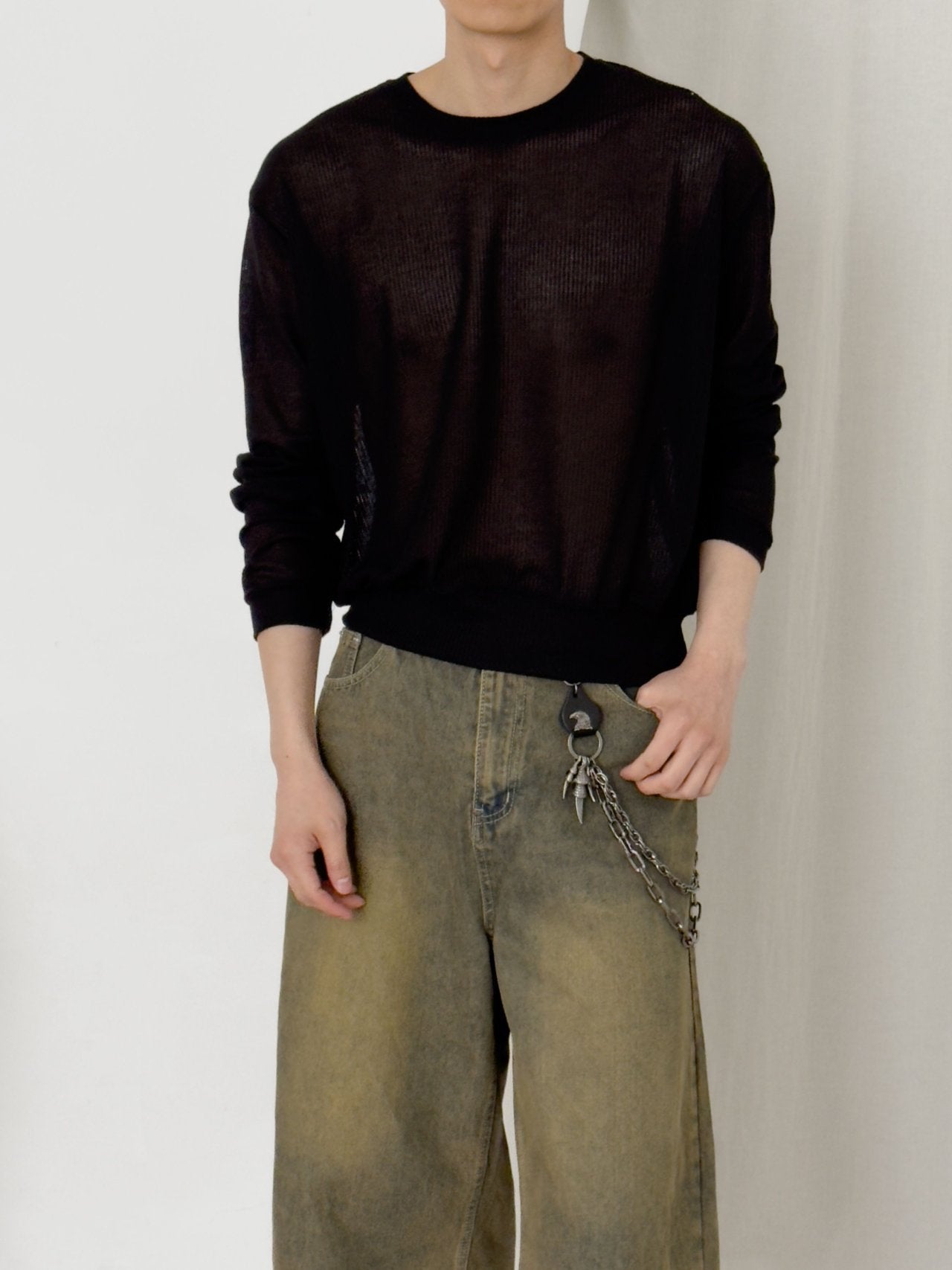 Meshed Thin Crop Summer Knit