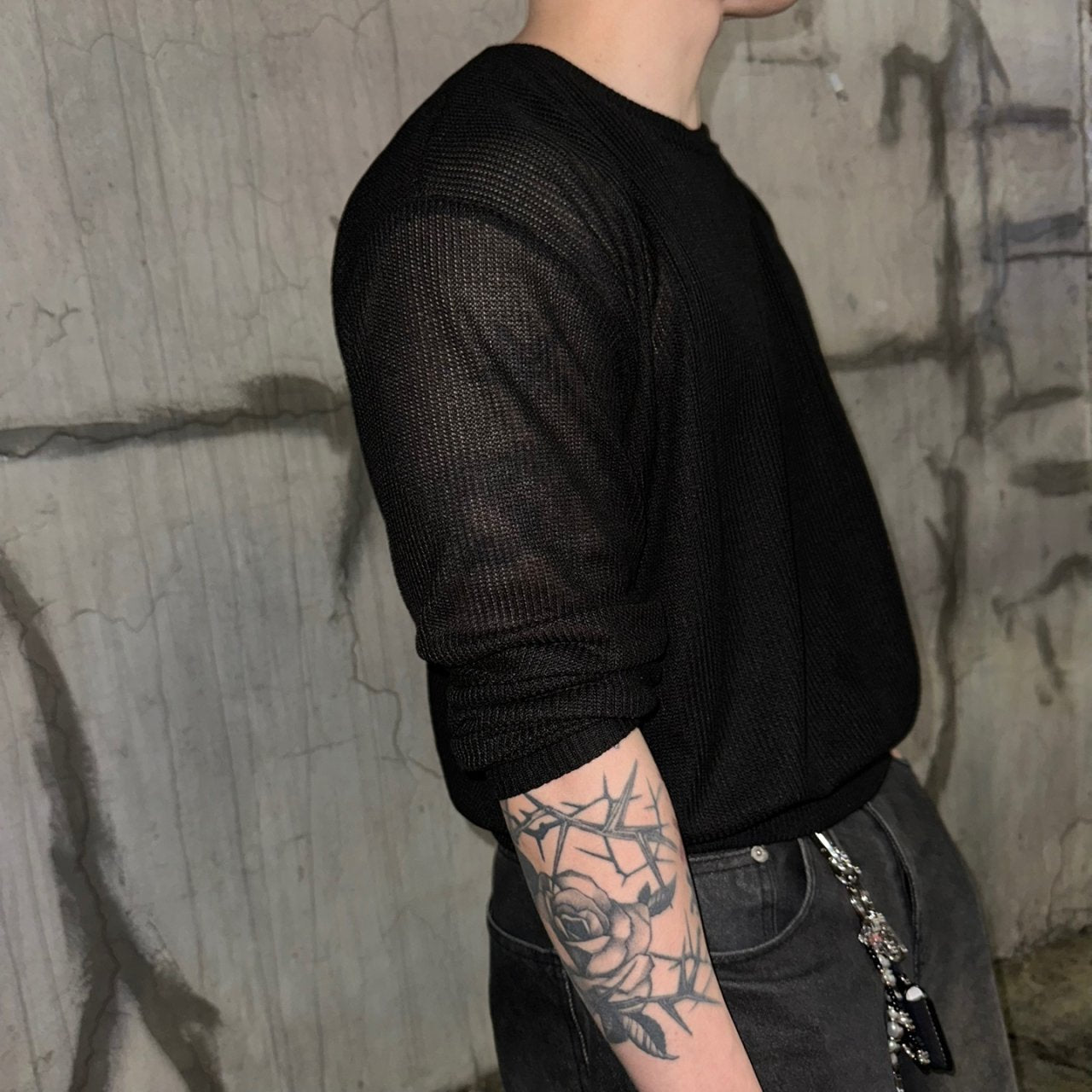 Meshed Thin Crop Summer Knit