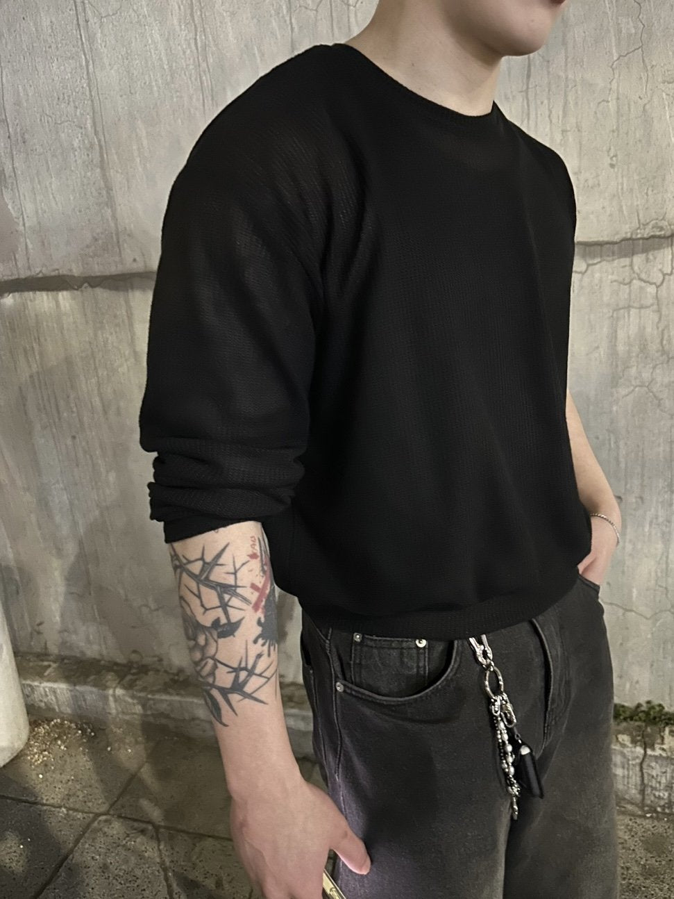 Meshed Thin Crop Summer Knit