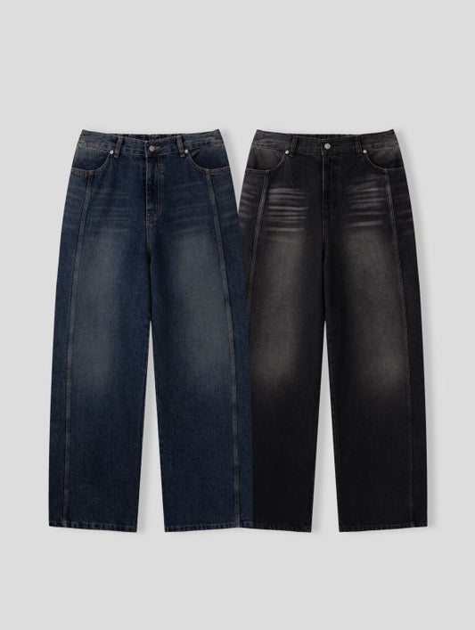 Shutter Slit Wide Denim Pants