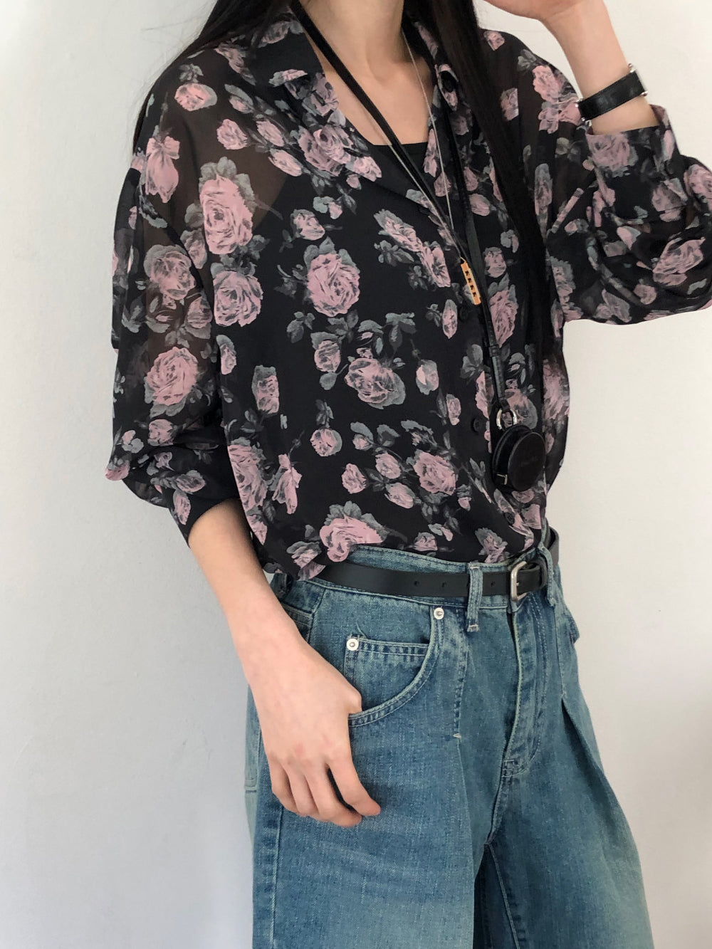 【REPELLER 2025SS】Rose Chiffon Shirt