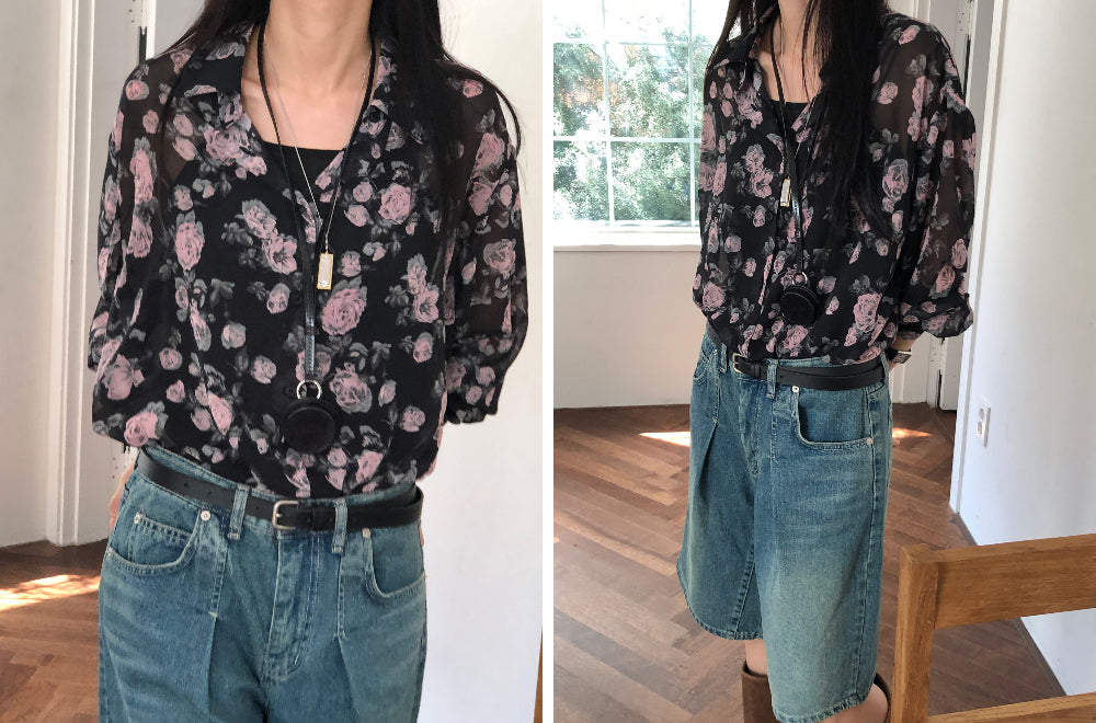【REPELLER 2025SS】Rose Chiffon Shirt