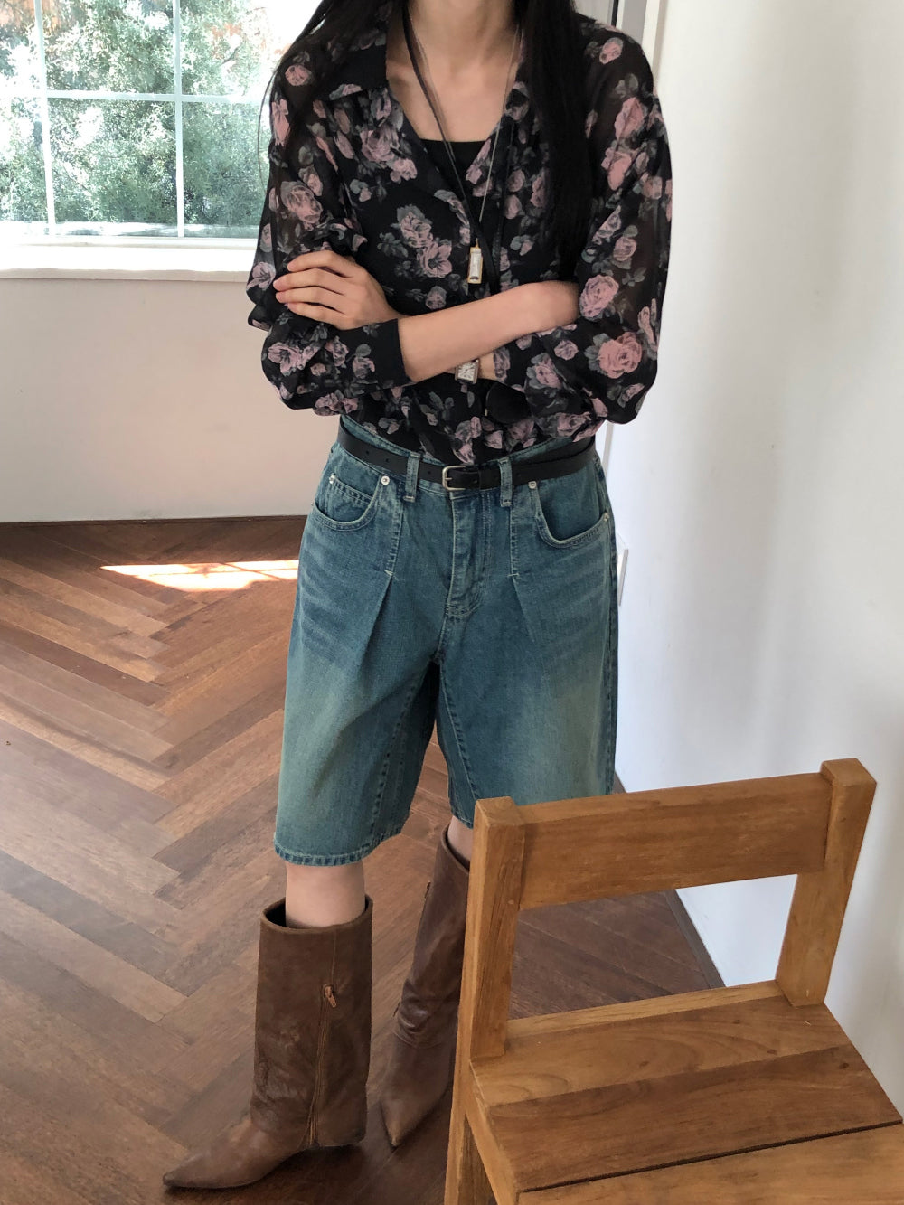 【REPELLER 2025SS】Rose Chiffon Shirt