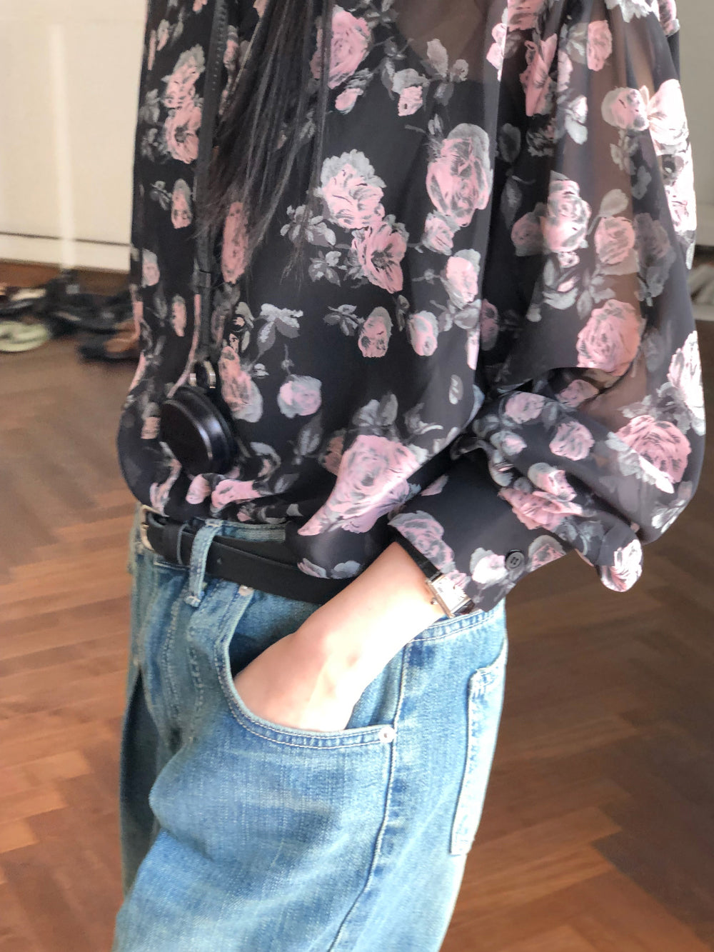 【REPELLER 2025SS】Rose Chiffon Shirt